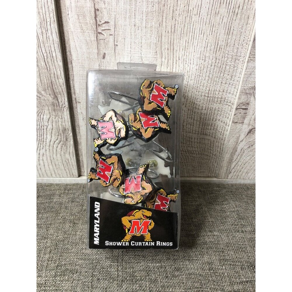 Northwest College Maryland Terrapins Dorm Room Shower Curtain Hooks Rings 12 pc